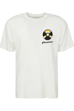 Pleasures Top, Herre, Hvid, M, Bomuld, Logo Print Bomuld T-shirt