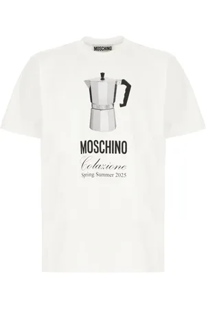 Moschino Top, Herre, Hvid, M, Bomuld, Afslappet Bomuld T-Shirt til Mænd