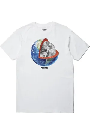 Pleasures Top, Herre, Hvid, M, Bomuld, Hvid Bomuld Danse T-shirt med Logo