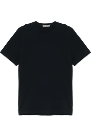 corneliani Top, Herre, Blå, 2XL, Bomuld, Stretch Bomuld Logo T-Shirt