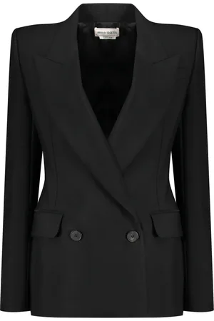 Alexander McQueen Jakke, Dame, Sort, S, Uld, Struktureret Dobbelt Brystet Blazer