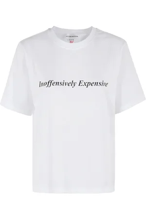 Victoria Beckham Top, Dame, Hvid, M, Uld, Stilfuld Tee med Fængende Slogan