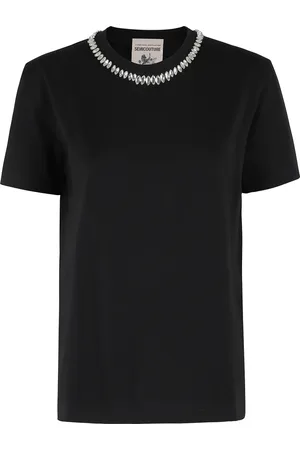 SEMICOUTURE Top, Dame, Sort, S, Bomuld, Afslappet Bomuld T-shirt