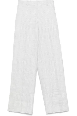 THEORY Bukser, Dame, Grå, M, Houndstooth Linen Blend Bukser Grå