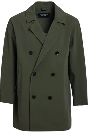 Stutterheim Frakke, Herre, Grøn, XS, Uld, Klassisk Dobbeltbrystet Regnfrakke