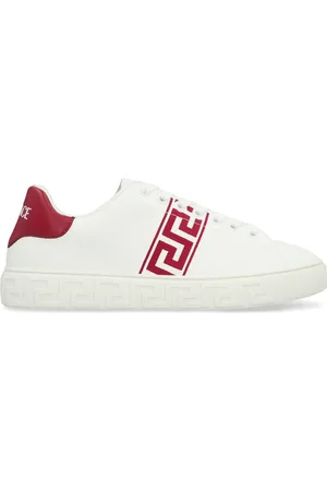 VERSACE Sko, Dame, Hvid, 39 EU, Læder, Lav-top sneakers med læderindsats