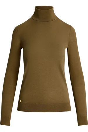 Ralph Lauren Strik, Dame, Brun, M, Silkeblanding Turtleneck Sweater