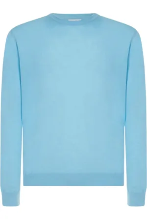 Malo Strik, Herre, Blå, 3XL, Bomuld, Lysblå bomulds sweater