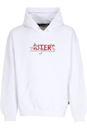 IUTER Sweathshirts & Hoodies, Herre, Hvid, L, Bomuld, Hvid hættetrøje med forlomme print