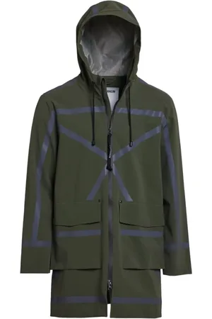 Stutterheim Jakke, Herre, Grøn, S, Uld, Vandtæt regnfrakke med reflekterende striber