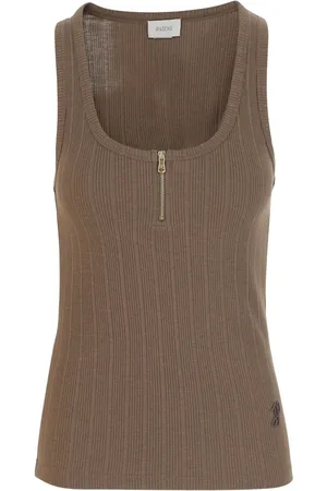 Patou Top, Dame, Brun, M, Bomuld, Logo Strikket Top med Lynlåslukning