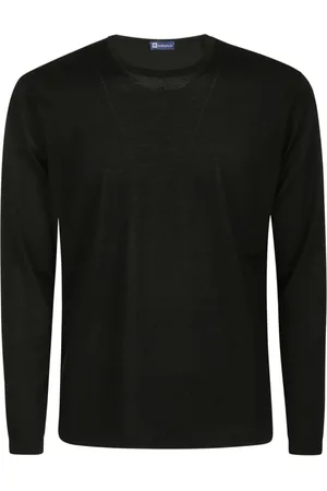 hindustrie Strik, Herre, Sort, L, Uld, Sort Merinould Rundhals T-shirt