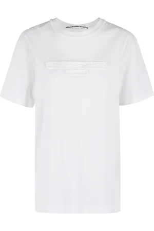 Alexander Wang Top, Dame, Hvid, XS, Logo Print T-shirt til Mænd