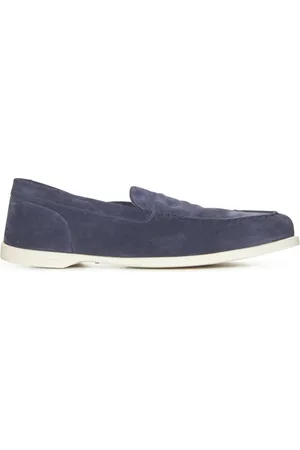 JOHN LOBB Sko, Herre, Blå, 40 EU, Blå Ruskind Loafer Sko