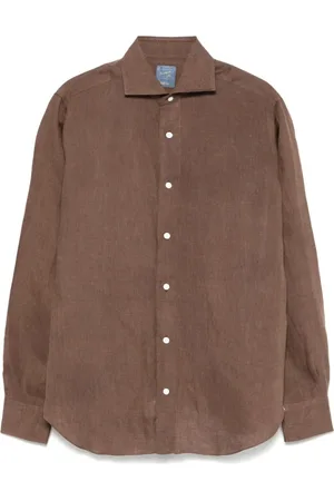BARBA Skjorte, Herre, Brun, 3XL, Brun Skjorte med Cutaway Krave