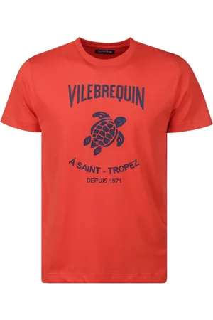 Vilebrequin Top, Herre, Rød, 2XL, Bomuld, Trykt Bomuld Rund Hals T-Shirt