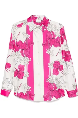 P.A.R.O.S.H. Bluser & Skjorter, Dame, Flerfarvet, S, Uld, Blomstret Fuchsia Skjorte