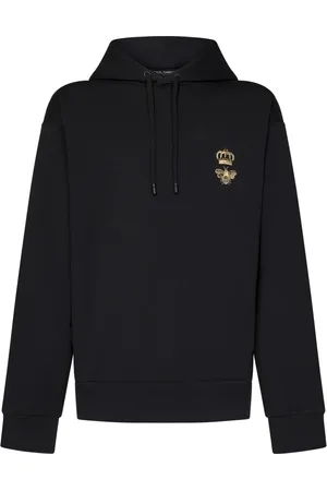 Dolce & Gabbana Sweathshirts & Hoodies, Herre, Sort, XL, Uld, Sort hættetrøje med kronebroderi