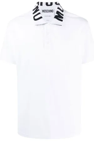 Moschino Top, Herre, Hvid, XL, Bomuld, Logo Polo T-shirts og Polos Hvid