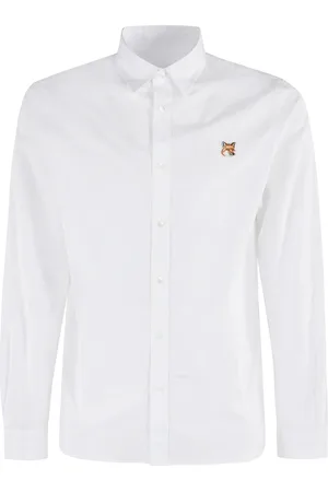 Maison Kitsuné Skjorte, Herre, Hvid, XL, Bomuld, Klassisk Fox Head skjorte