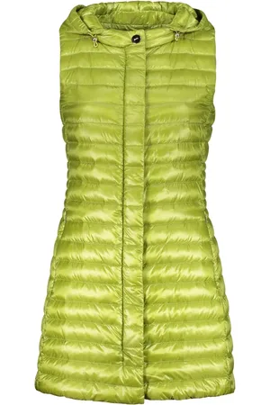 HERNO Jakke, Dame, Grøn, S, Uld, Gåsedun Hætte Zip Vest