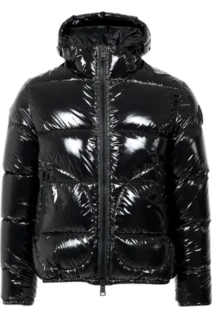 HERNO Jakke, Herre, Sort, 3XL, Uld, Blank Glanseret Dunjakke med Kort Quiltet Mønster