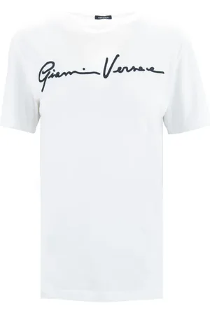 VERSACE Top, Dame, Hvid, M, Bomuld, Kortærmet bomuldst-shirt med logo