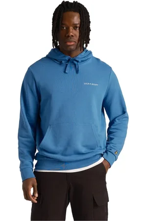 Lyle & Scott Sweathshirts & Hoodies, Herre, Blå, 2XL, Bomuld, Loopback-Hoodie med broderi