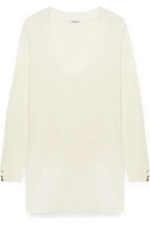 Fiorella rubino Strik, Dame, Hvid, XS, Lang Pullover med Lenzing™ Ecovero™ Viskose