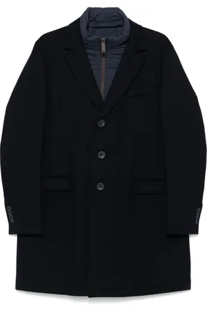 HERNO Frakke, Herre, Blå, 3XL, Uld, Ulfra Ulddragt med Aftagelig Inderside