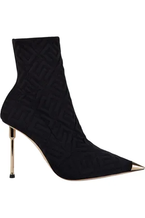 Elisabetta Franchi Sko, Dame, Sort, 39 EU, Uld, Jacquard Ankelstøvler