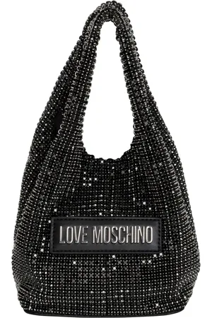 Moschino Taske, Dame, Sort, ONE SIZE, Uld, Stilfuld håndtaske med justerbar, aftagelig rem