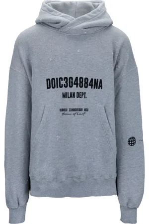 Dolce & Gabbana Sweathshirts & Hoodies, Herre, Grå, S, Bomuld, Herre hættetrøje med trykt front