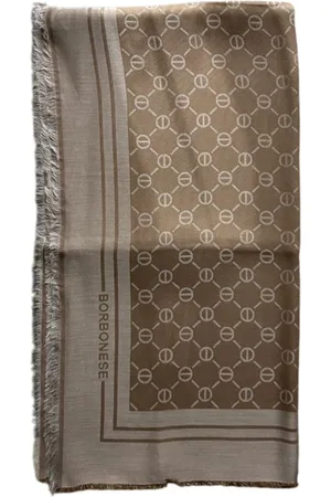 Borbonese Tilbehør, Dame, , ONE SIZE, Uld, Jacquard Uldensjal med Allover Print