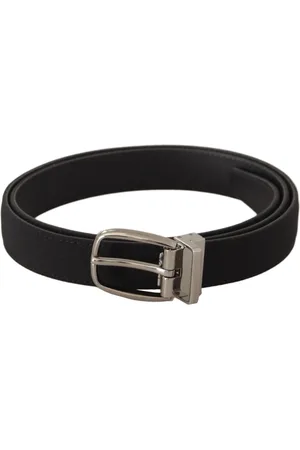Dolce & Gabbana Tilbehør, Herre, Sort, 80 CM, Læder, Elegant sort canvas og læderbælte