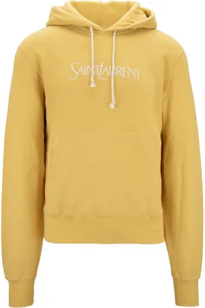 Saint Laurent Sweathshirts & Hoodies, Dame, Gul, XS, Bomuld, Hættetrøje med broderet logo