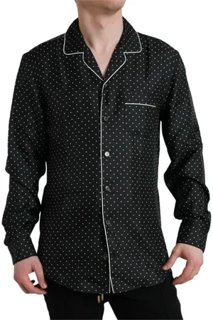 Dolce & Gabbana Skjorte, Herre, Sort, M, Polka Dot Silke Skjorte