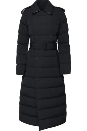 Burberry Frakke, Dame, Sort, XS, Bomuld, Sort, sort dobbelt-breasted frakke med bælte