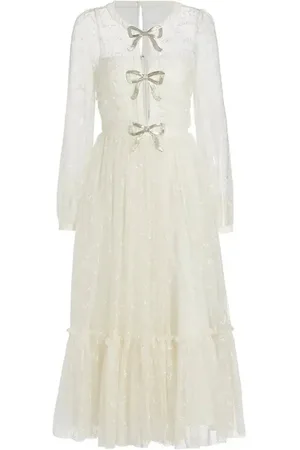 SALONI Kjole, Dame, , M, Nylon, Camille Tulle Lagdelt Midi-Kjole