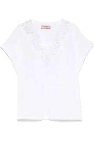 Twin-Set Top, Dame, Hvid, M, Blondeindsat T-shirt