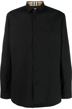 Burberry Skjorte, Herre, Sort, S, Bomuld, Monogram-mønstret Poplin Skjorte