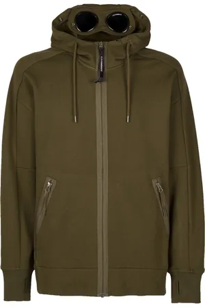 C.P. Company Sweathshirts & Hoodies, Herre, Grøn, 2XL, Bomuld, Diagonal Fleece Goggle Hoodie
