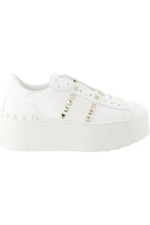 VALENTINO GARAVANI Sko, Dame, Hvid, 38 EU, Rockstud Platform Sneakers