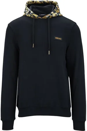 VERSACE Sweathshirts & Hoodies, Herre, Sort, XL, Bomuld, Herre hættetrøje med multifarvet detalje