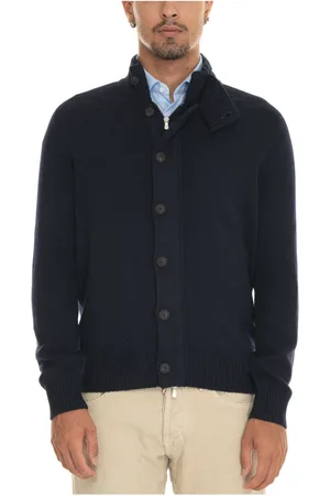 Gran Sasso Strik, Herre, Blå, 3XL, Uld, Stilful Cardigan Sweater