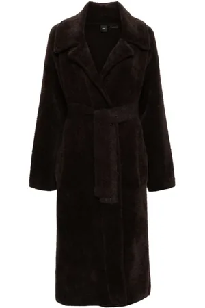 Pinko Frakke, Dame, Brun, XL, Faux Fur, Dobbeltsidet Faux Fur Frakke