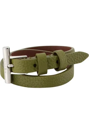Alexander McQueen Tilbehør, Herre, Grøn, ONE SIZE, Læder, Grøn Læder Cross-Bar Armbånd