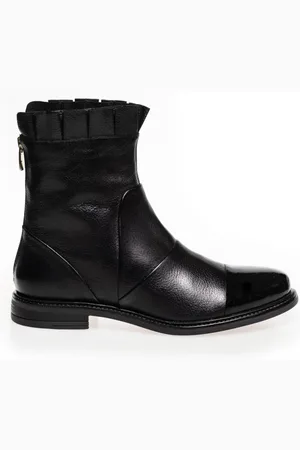 Copenhagen Shoes Sko, Dame, Sort, 42 EU, Læder, Ankelstøvler i blødt læder med flæsedetalje og lynlås