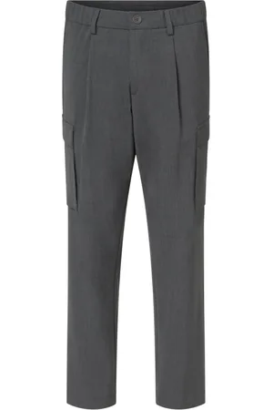 HERNO Bukser, Dame, Grå, XL, Uld, Cargobukser med lige ben