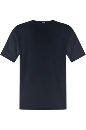 HERNO Top, Herre, Blå, XL, Uld, Cotton Jersey T-shirt med Metallogo